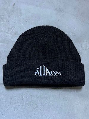 SHAON LOGO KNIT CAP BLK