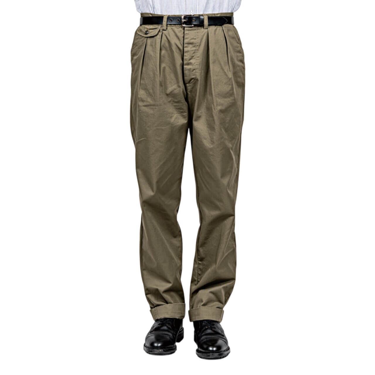 WORKERS / Officer Trousers 2Tuck 8oz Hunter Green Chino