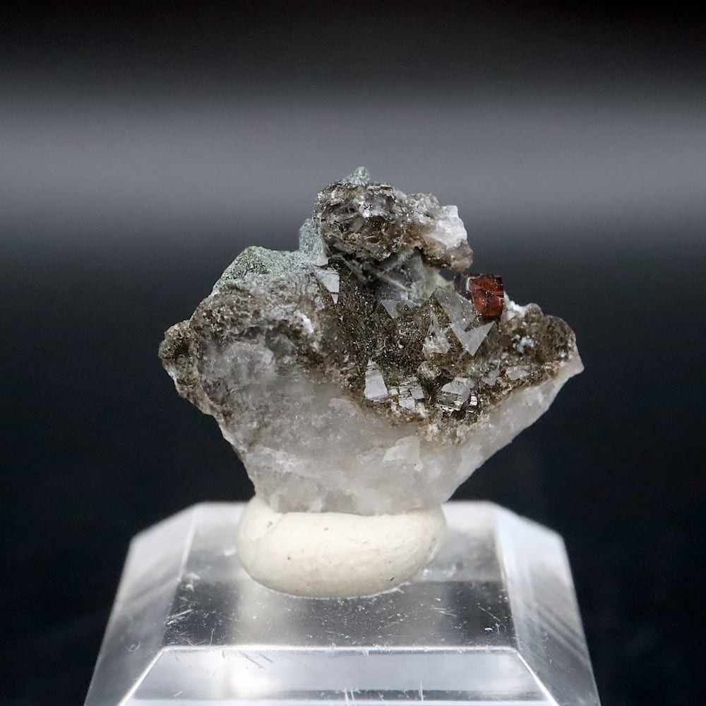 赤褐色結晶！鋭錐石 & スモーキークォーツ アナテーズ 水晶 1.5g