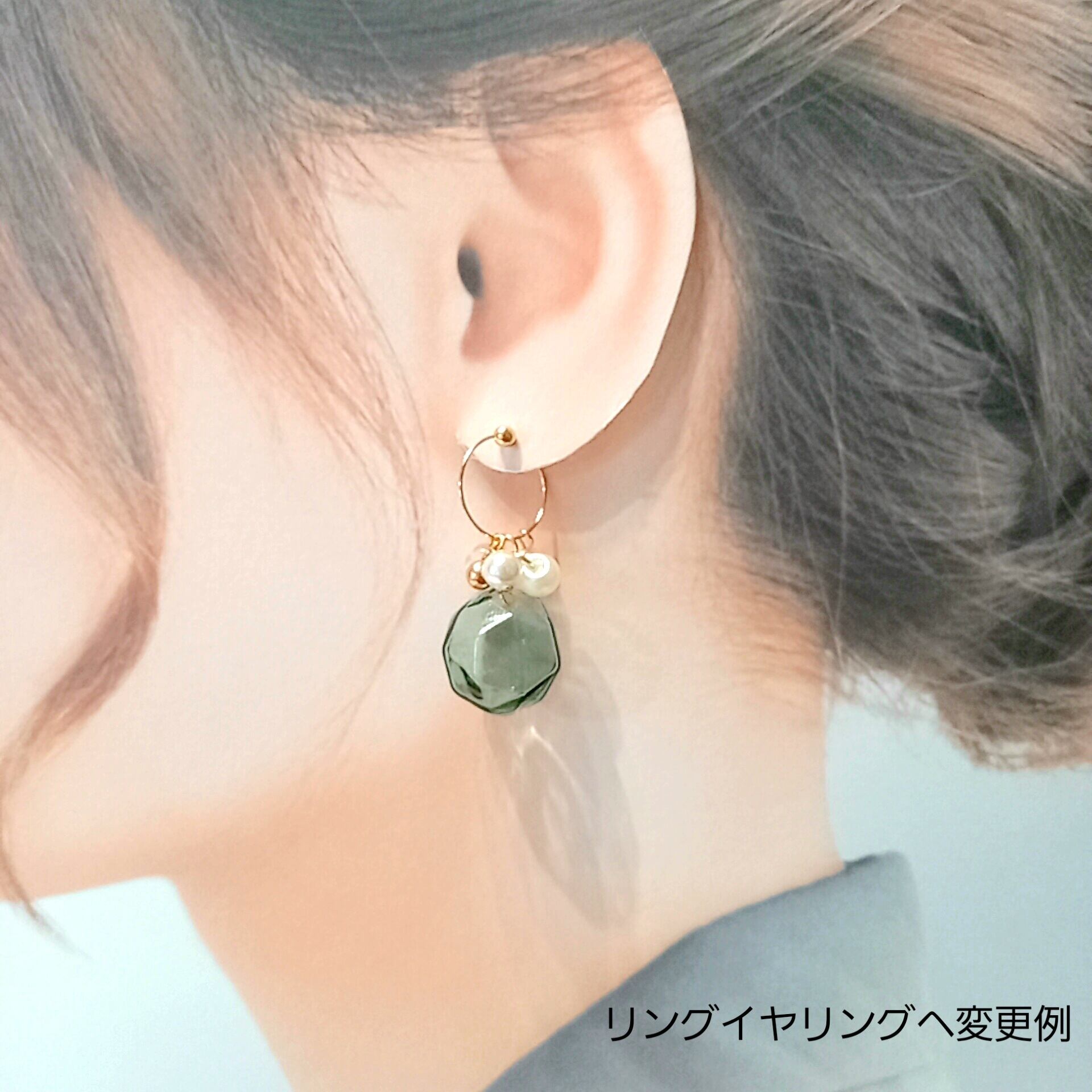 ガラスボールピアス ラベンダー ①シャラシャラ | yumecocolino