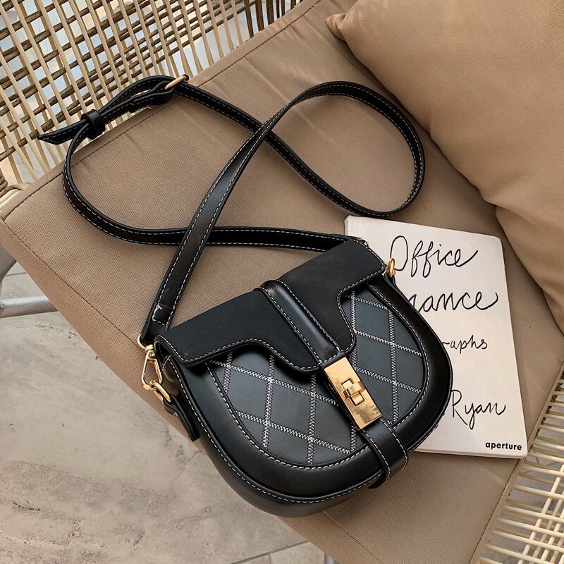 スタンダードブラック レトロ メッセンジャーバッグ サドルバッグ シートバッグ 手作りハンドバック58845210065