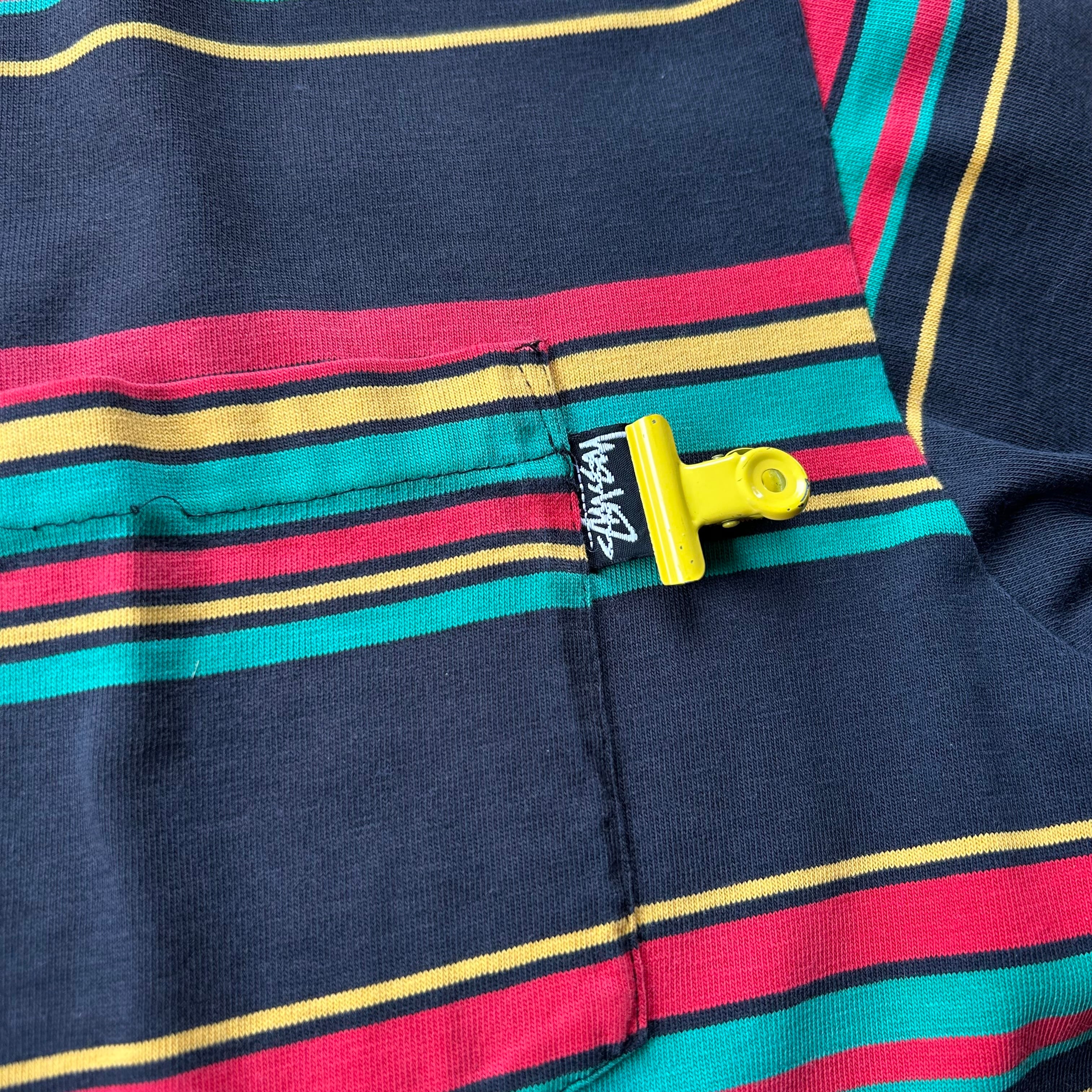 80s old stussy マルチボーダーtシャツ 黒 XL ラスタカラー | 東京準備室