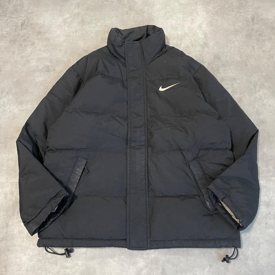 NIKE ナイキ ダウンジャケット 古着 90s ロゴ 刺繍 M 黒 17387 | fuufu