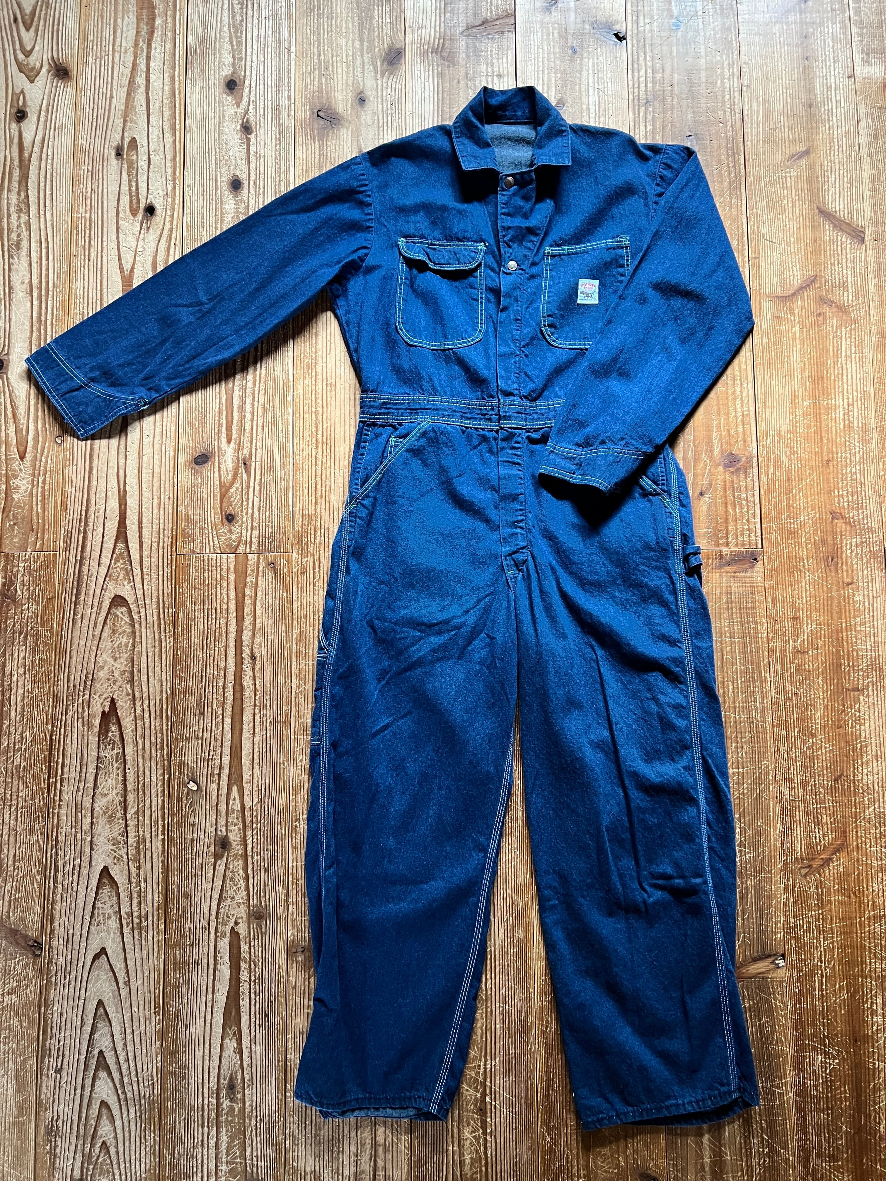 70's〜 POINTER デニムオールインワン 濃紺 実寸(39×28位) | Garage