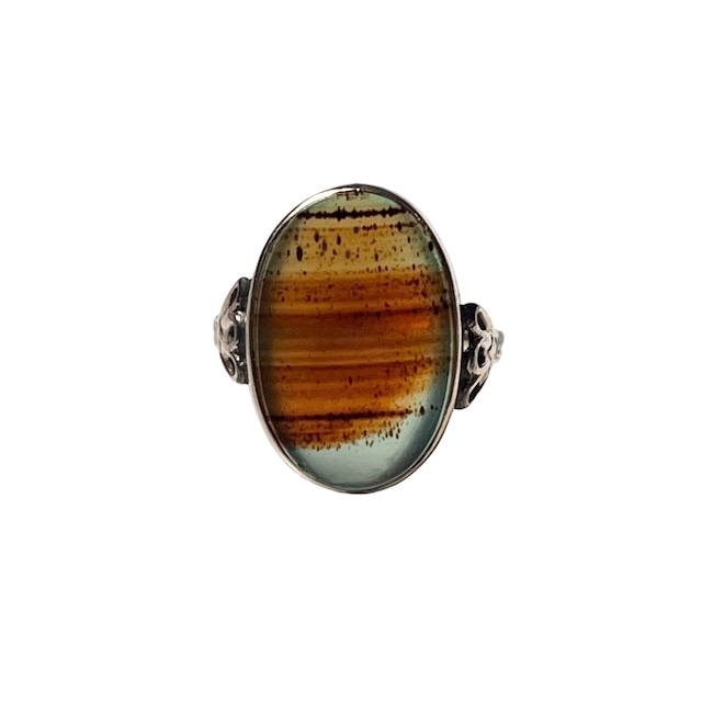 vintage 10ct gold wide agate ring