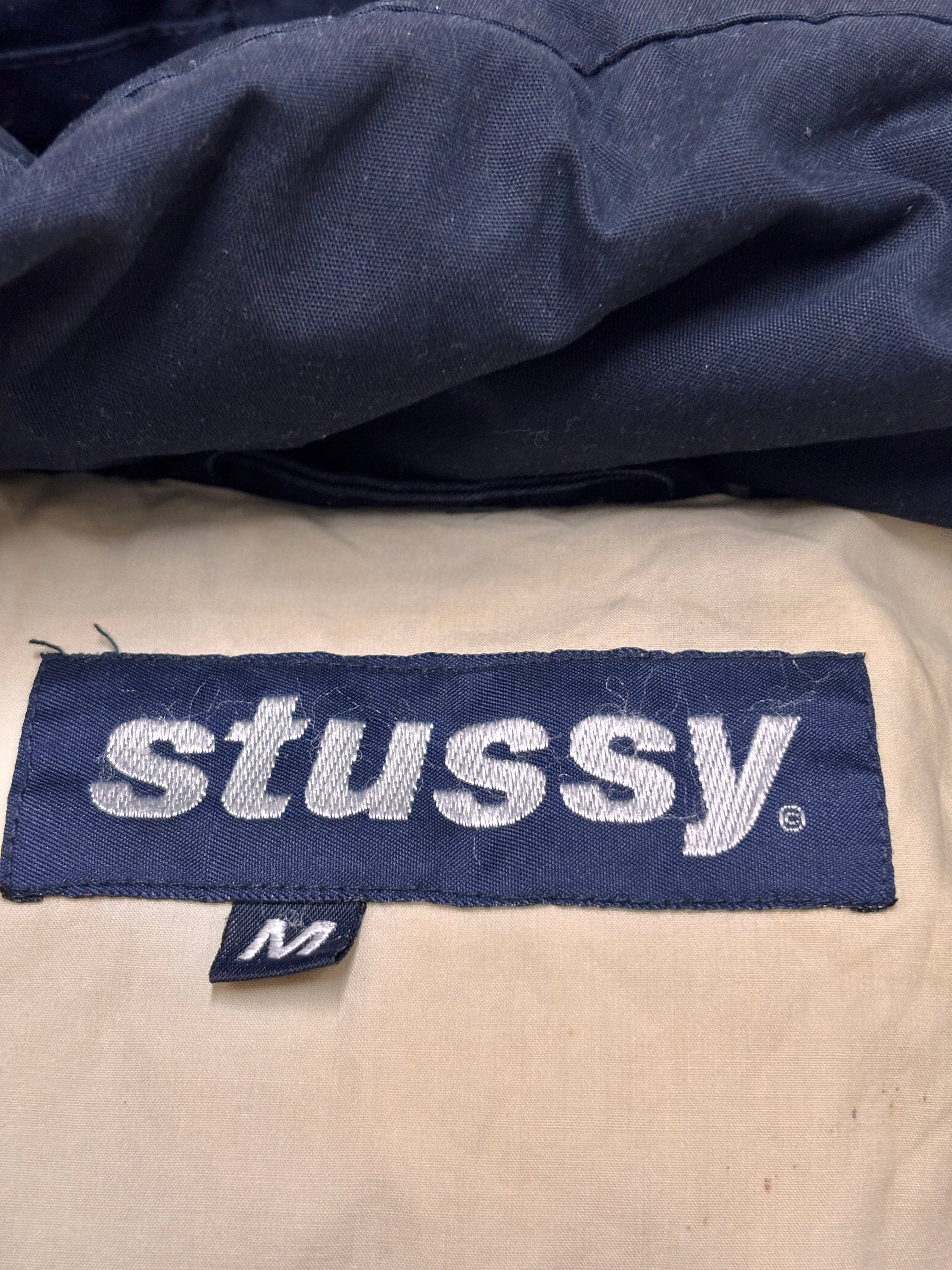 90～00s OLD STUSSY/Down Jacket/紺タグ/M/ダウンジャケット/ボ－ダ