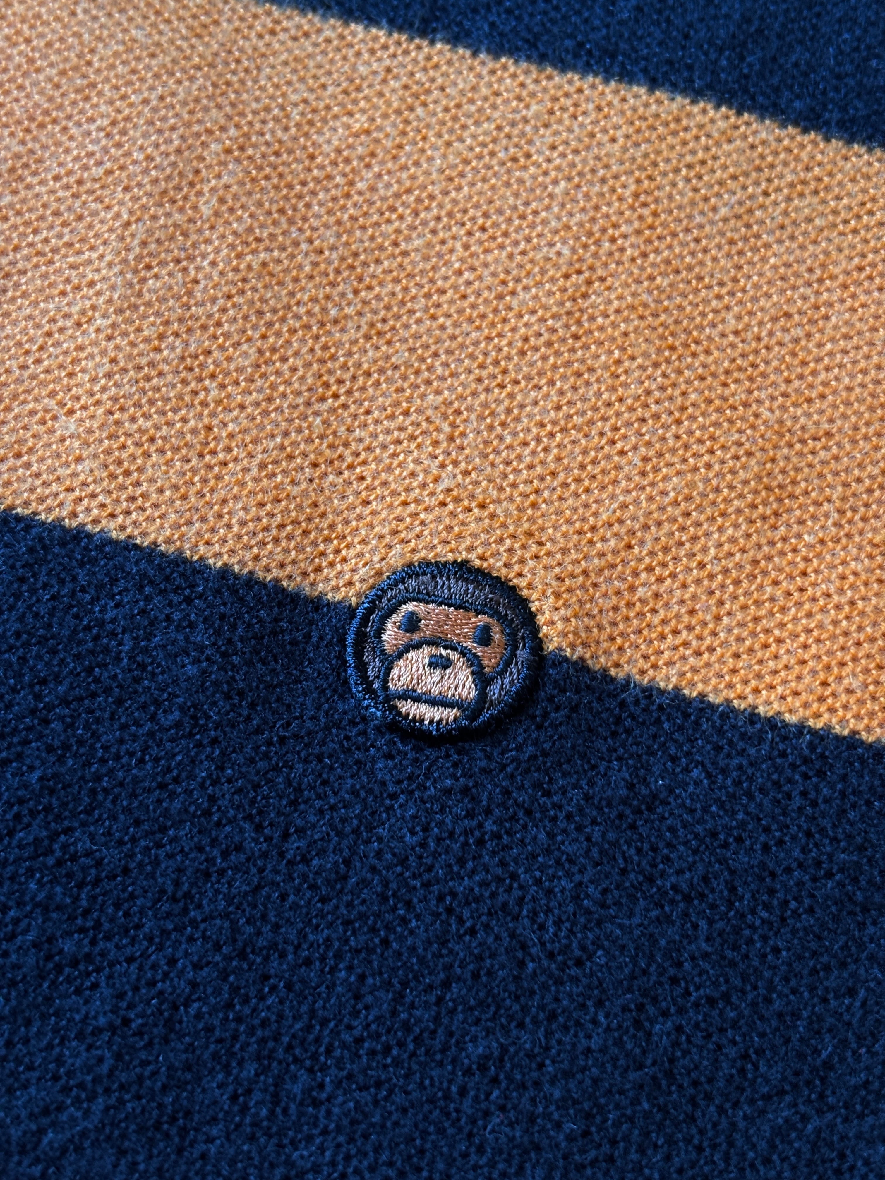 00s A BATHING APE/BABY MILO Polo Shirt/XL/ボーダ－柄ポロシャツ