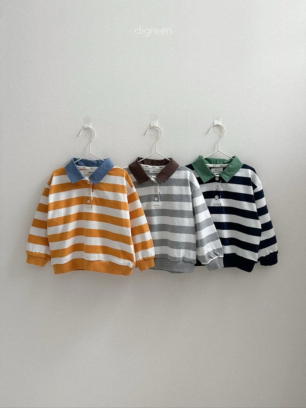 【予約】digreen Striped collared sweatshirt