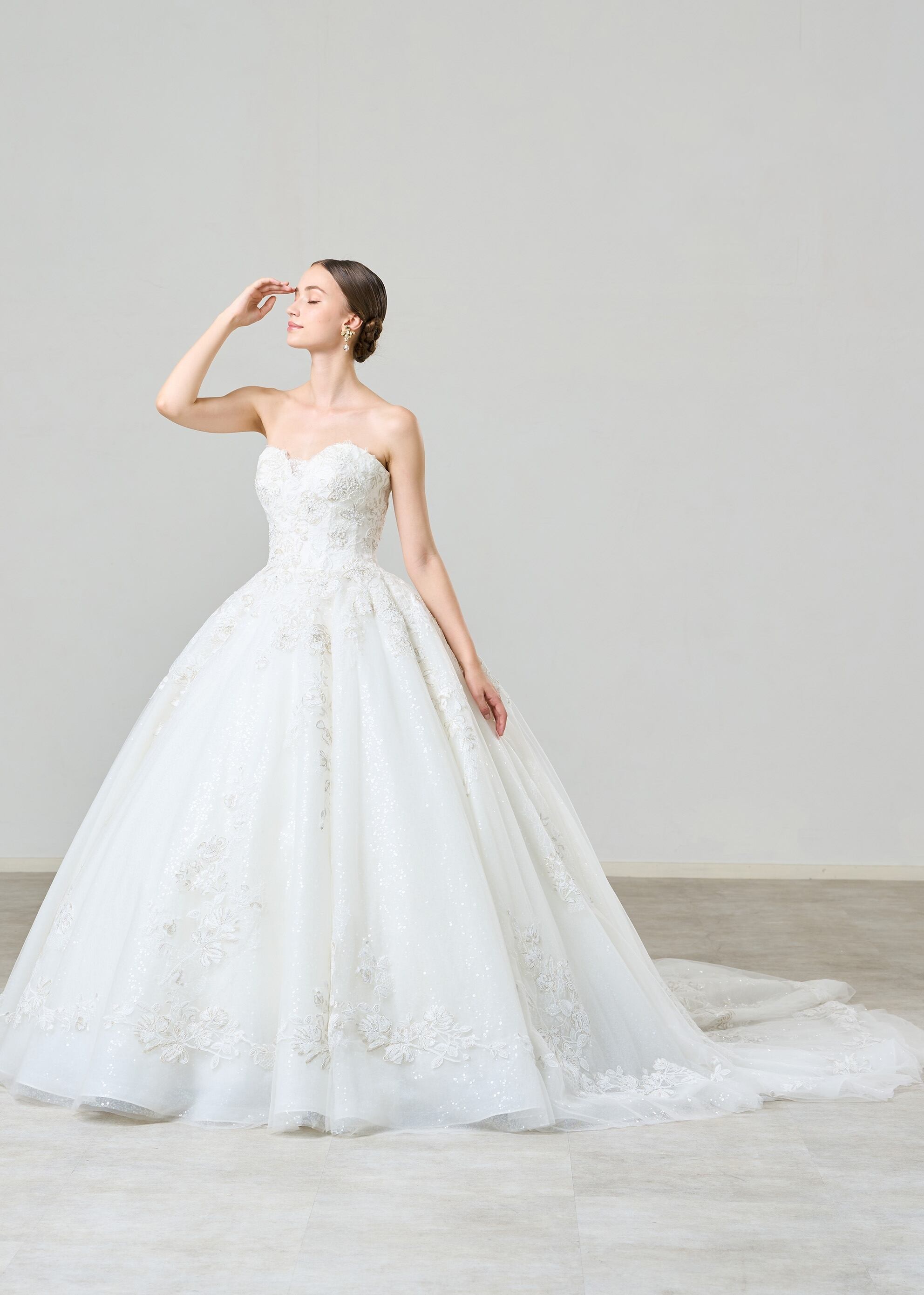 ボレロ キラキラ光る刺繍 シースルー袖 背中見せ 花嫁/ウェディング  