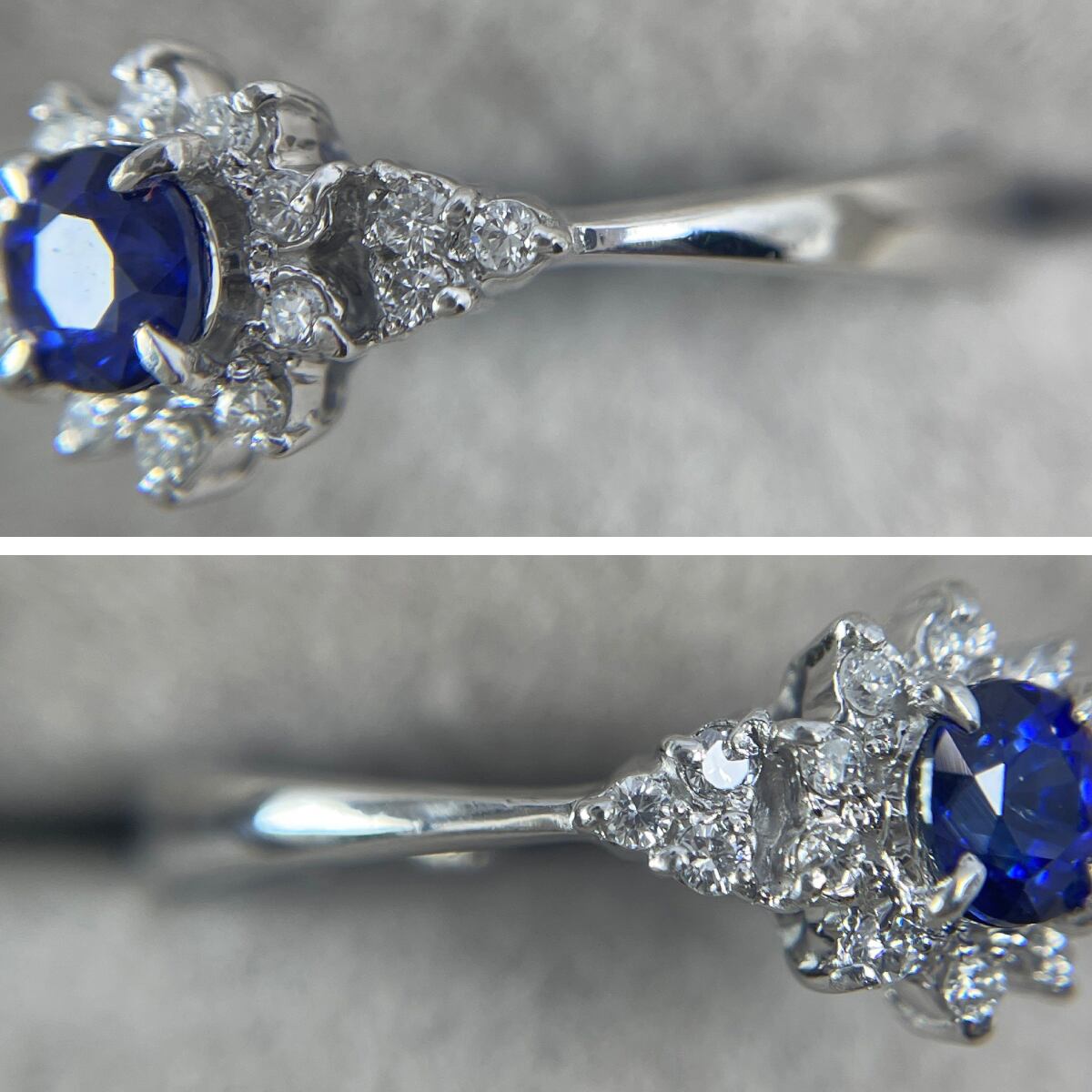 PT900 天然サファイア 0.32ct 天然ダイヤモンド 0.12ct リング 