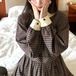 ラウンドカラーチェックフレアミディワンピ ・78986
