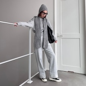 ロングフラップニットcap/ライトグレー