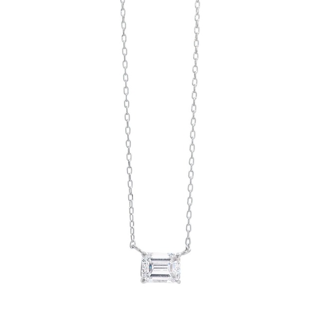 【Birthstone_4月】 Pt850/900 diamond necklace        (中央宝石ソーティング付)