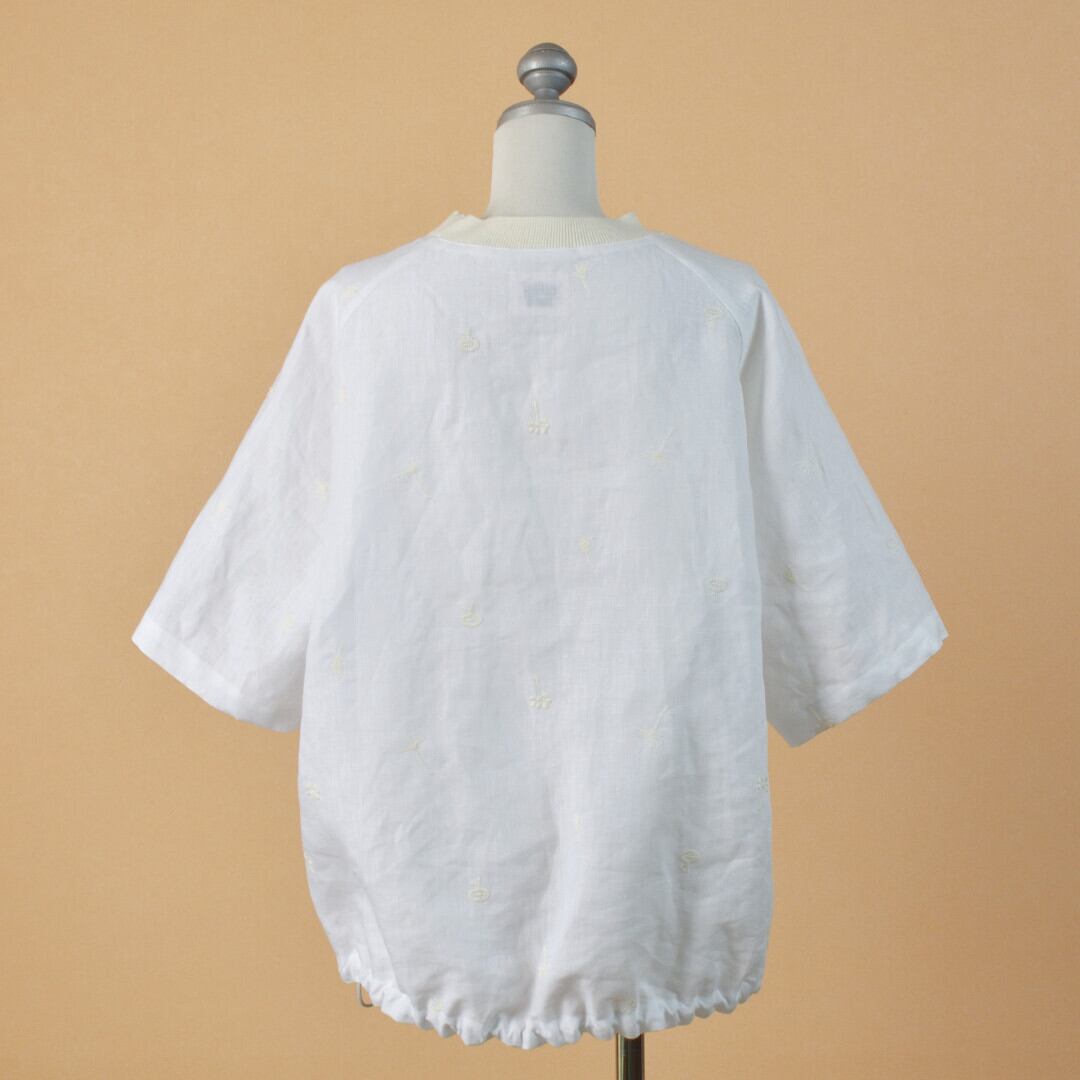 atelier naruse アトリエナルセ リネン ~nohara~ 裾絞りプルオーバー・オフホワイト オリジナル刺繍が素敵なフンワリプルオーバー【送料無料】