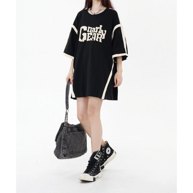 サイドラインレタリングビッグTシャツ 2col   R01759