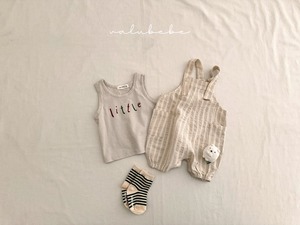 【valu bebe】マルチストライプロンパース ベージュ 70〜80cm