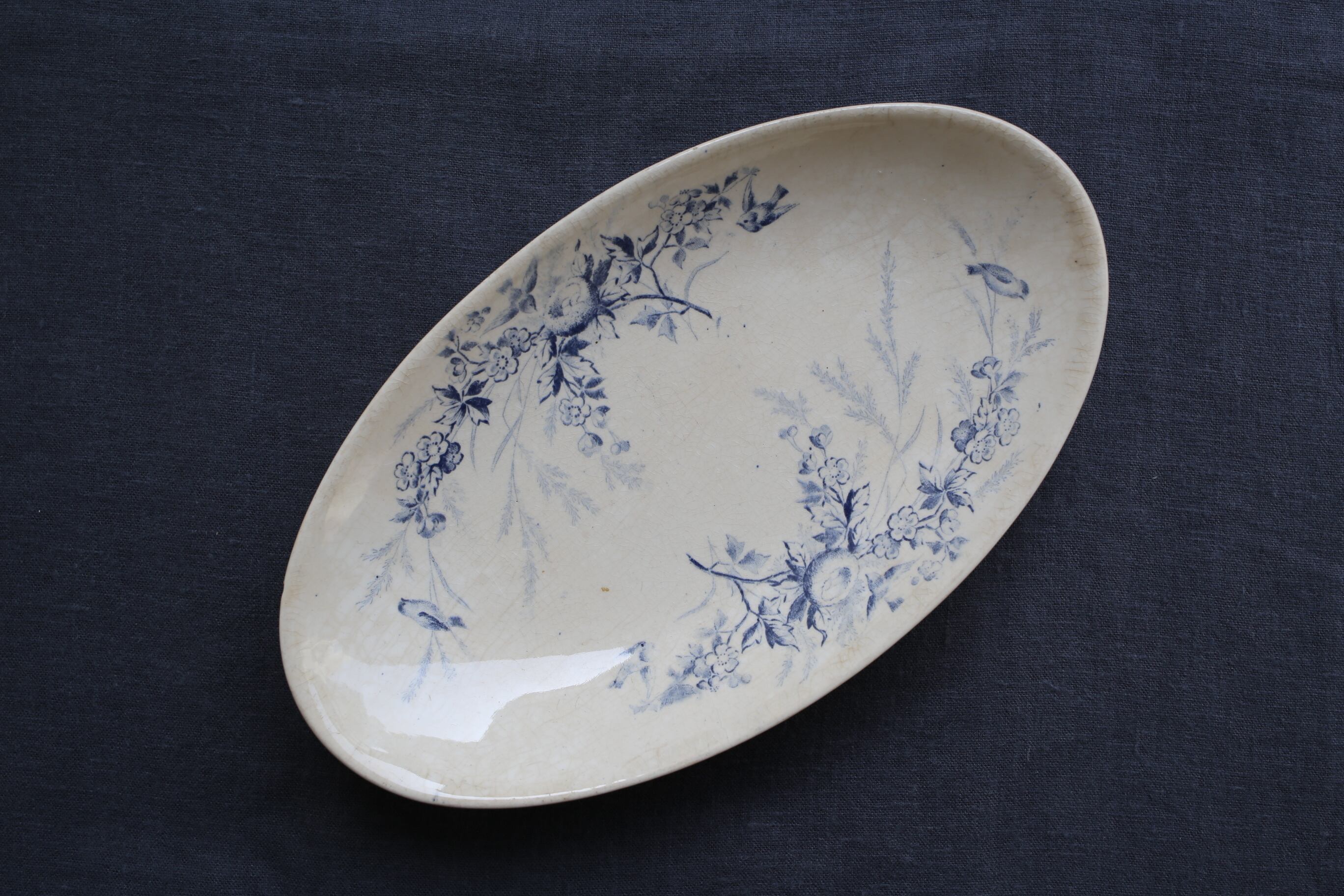 フランス アンティーク ヴィンテージ Creil et Montereau クレイユモントロー ラヴィエ オーバル『LINOTTE』②