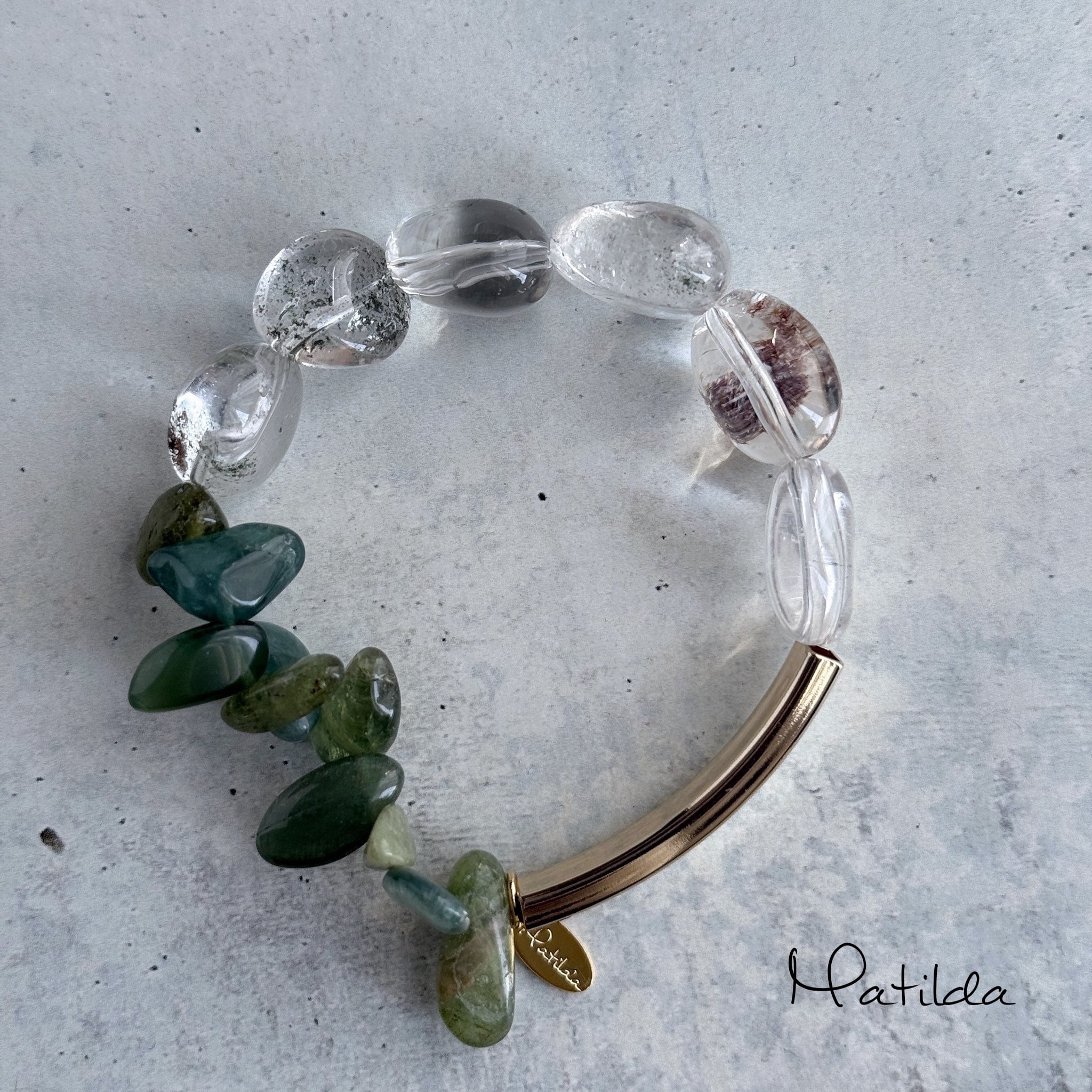 Tube & stone bracelet(ガーデンクォーツ×グリーンアパタイト)