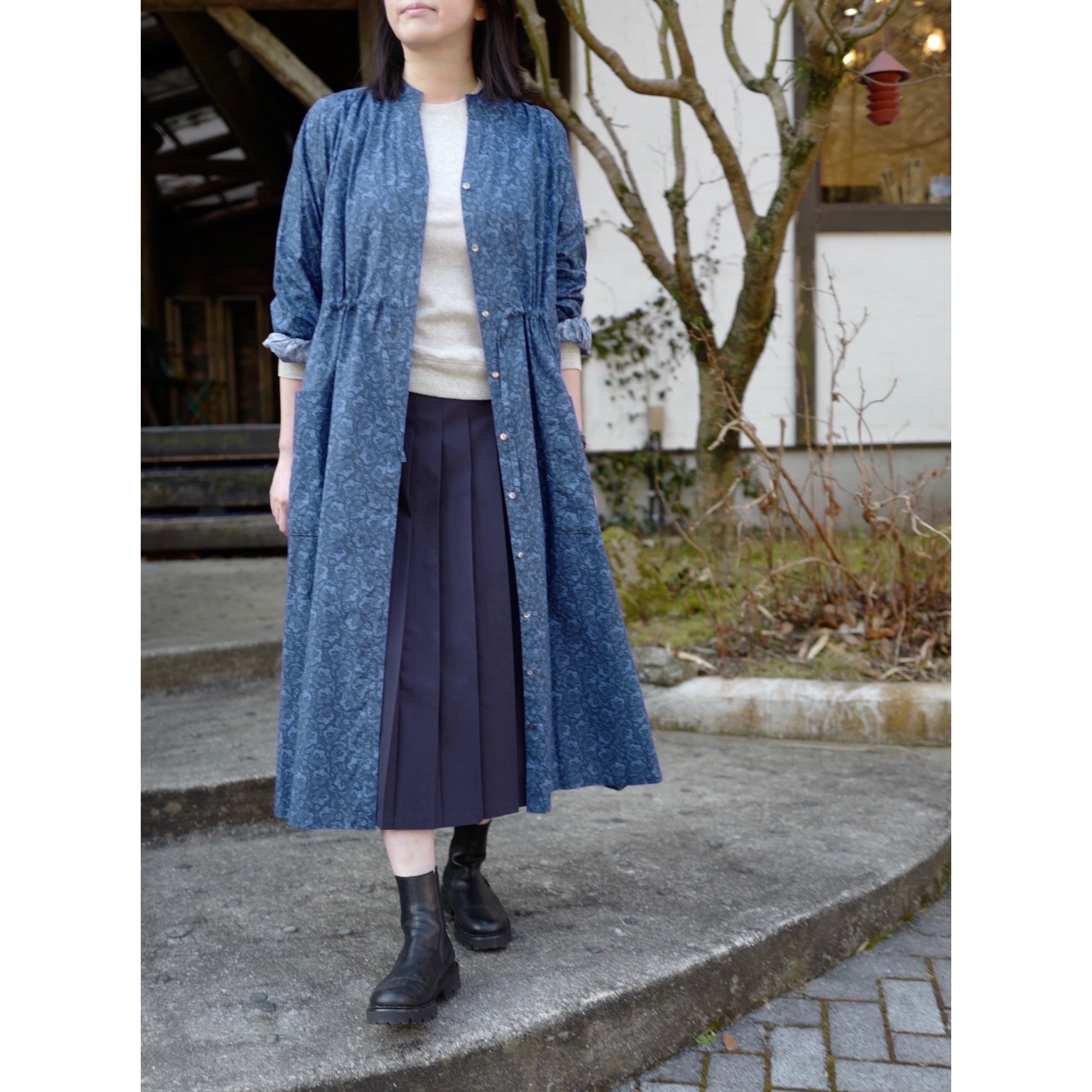 Porter des boutons │リバティプリントタナローン前開シャツワンピース(3colors)