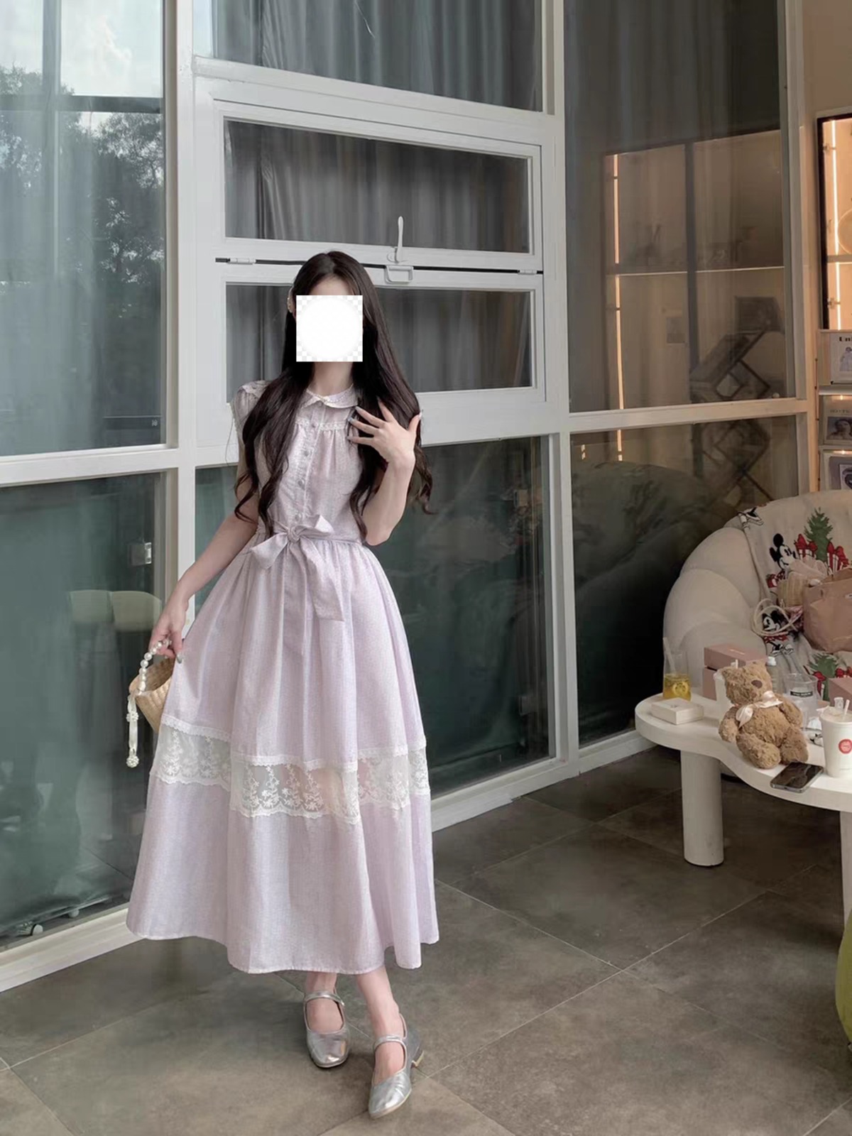 リボン レース ロングコート ラベンダー 0d1a3634407178d85b64d8f290a95d