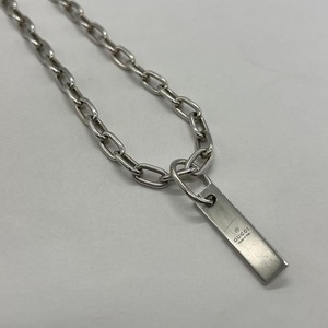 グッチ GUCCI バープレート オーバルリンクチェーン ネックレス SV
