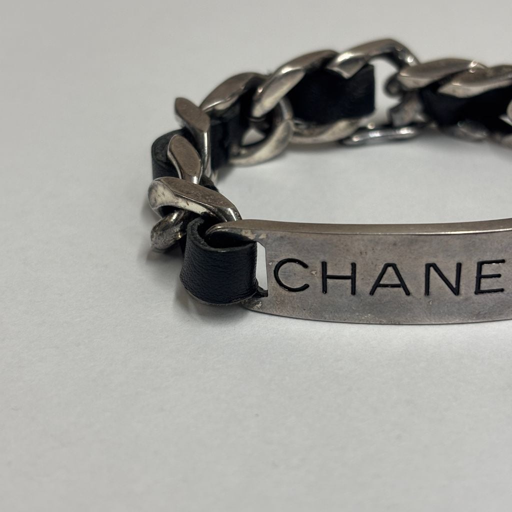 CHANEL シャネル 96SS PLATE BRACELET ブレスレット シルバー×ブラック