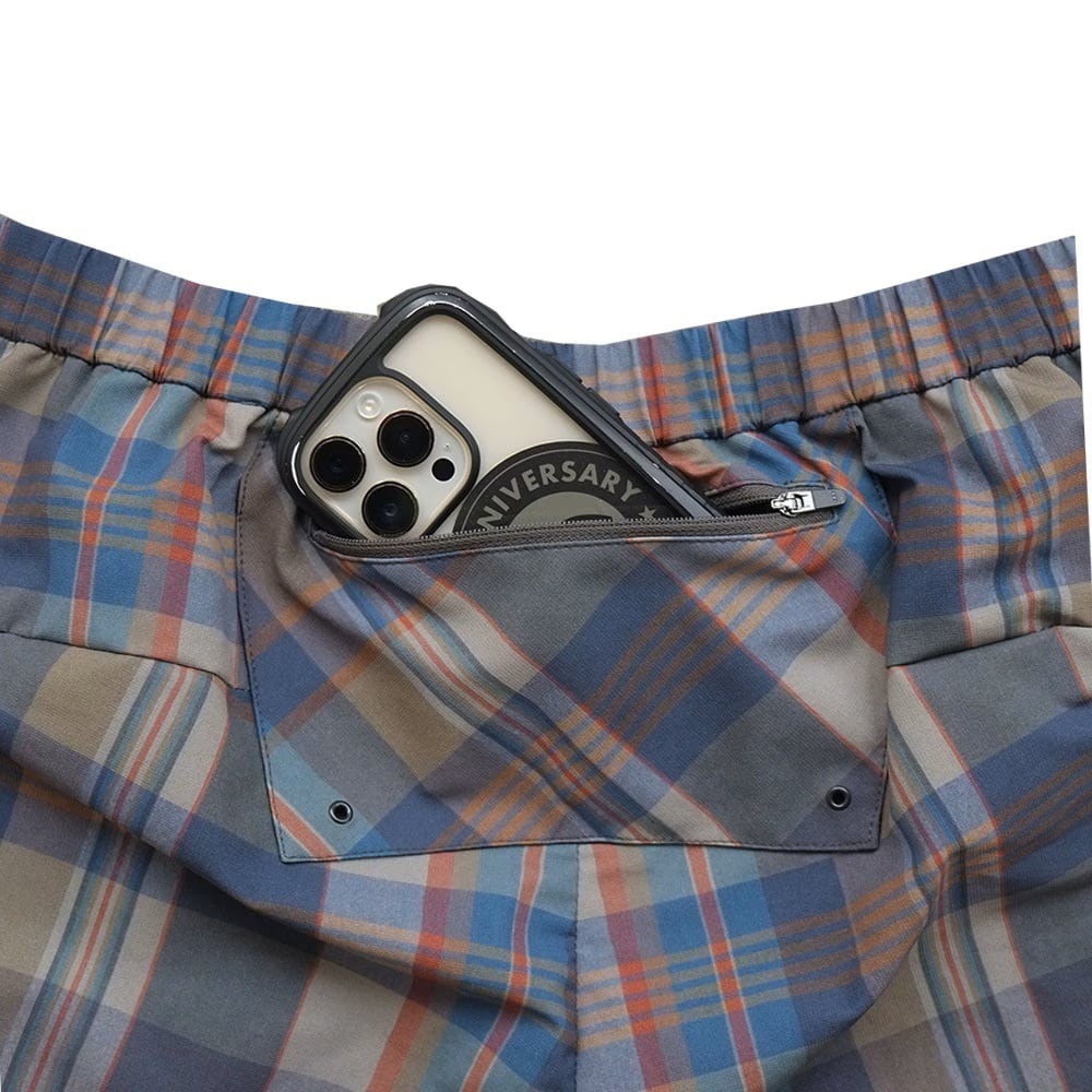 ranor | ラナー> TARTAN CHECK MIDDLE SHORTS BW |