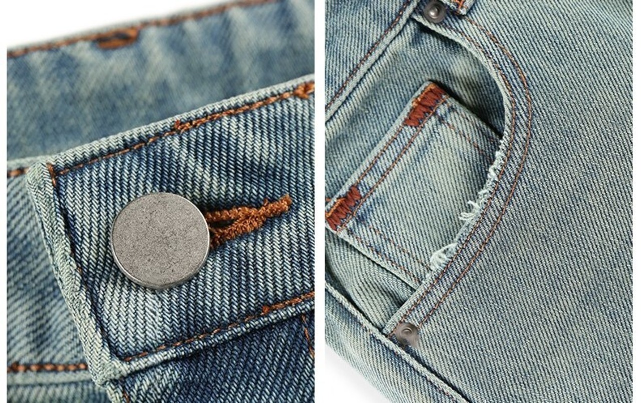 ヴィンテージ風ストレートデニムパンツ W01206