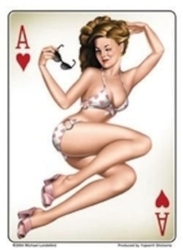 ピンナップガールステッカー　エース・オブ・ハート　Ace Of Hearts Pinup Sticker