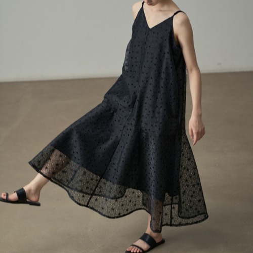 sheer dot v-neck camisole piece　L0557