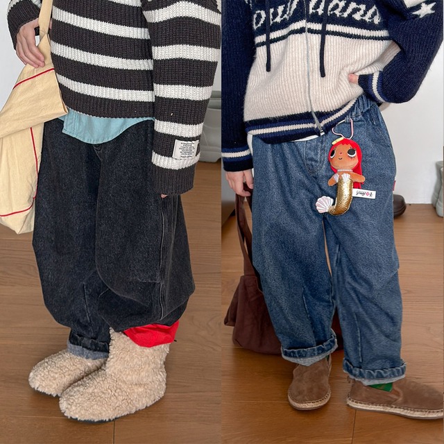 ルーズデニムパンツ（2色展開）ADBB｜ボトムス ジーンズ｜幼稚園 保育園 小学生｜通園 通学 普段着｜韓国子供服｜男の子 女の子｜80-130cm｜2026秋服 ［取寄］