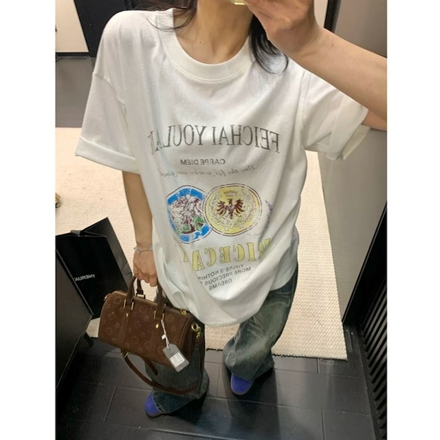 クラシックコインモチーフグラフィックTシャツ 2col R02443