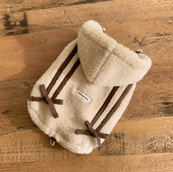 予約【DURANG RURANG】RIBBON BOA HOODIE JUMPER (Beige)