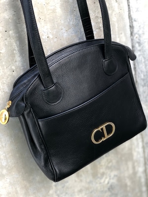 Christian Dior　クリスチャン ディオール　CD　エンボスレザー　トートバッグ　ショルダーバッグ　ブラック　vintage　ヴィンテージ　オールド　rmuapw