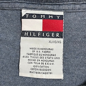 【Tommy Hilfiger】90s USA素材 旧タグ フラッグタグ ワンポイント 刺繍ロゴ Tシャツ XL ワイドサイズ トミーヒルフィガー US古着