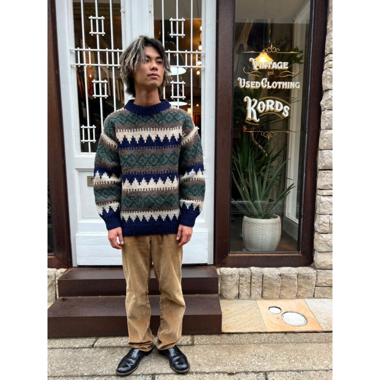 90s WOOL HAND KNIT MADE IN ECUADOR Size L程_1