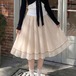 2色/配色ステッチシフォンフレアスカート ・78574