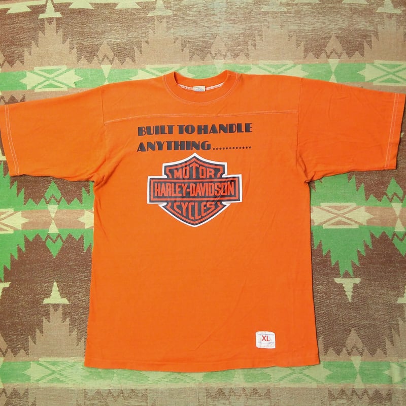 HZU ビンテージ 90s オレンジ ハーレーダビッドソン　刺繍　レア Tシャツ