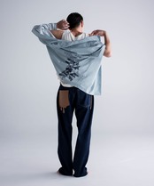 Flower back print shirt［HSS002］