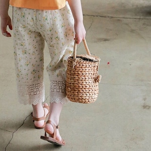 夏花柄レースカジュアルパンツ