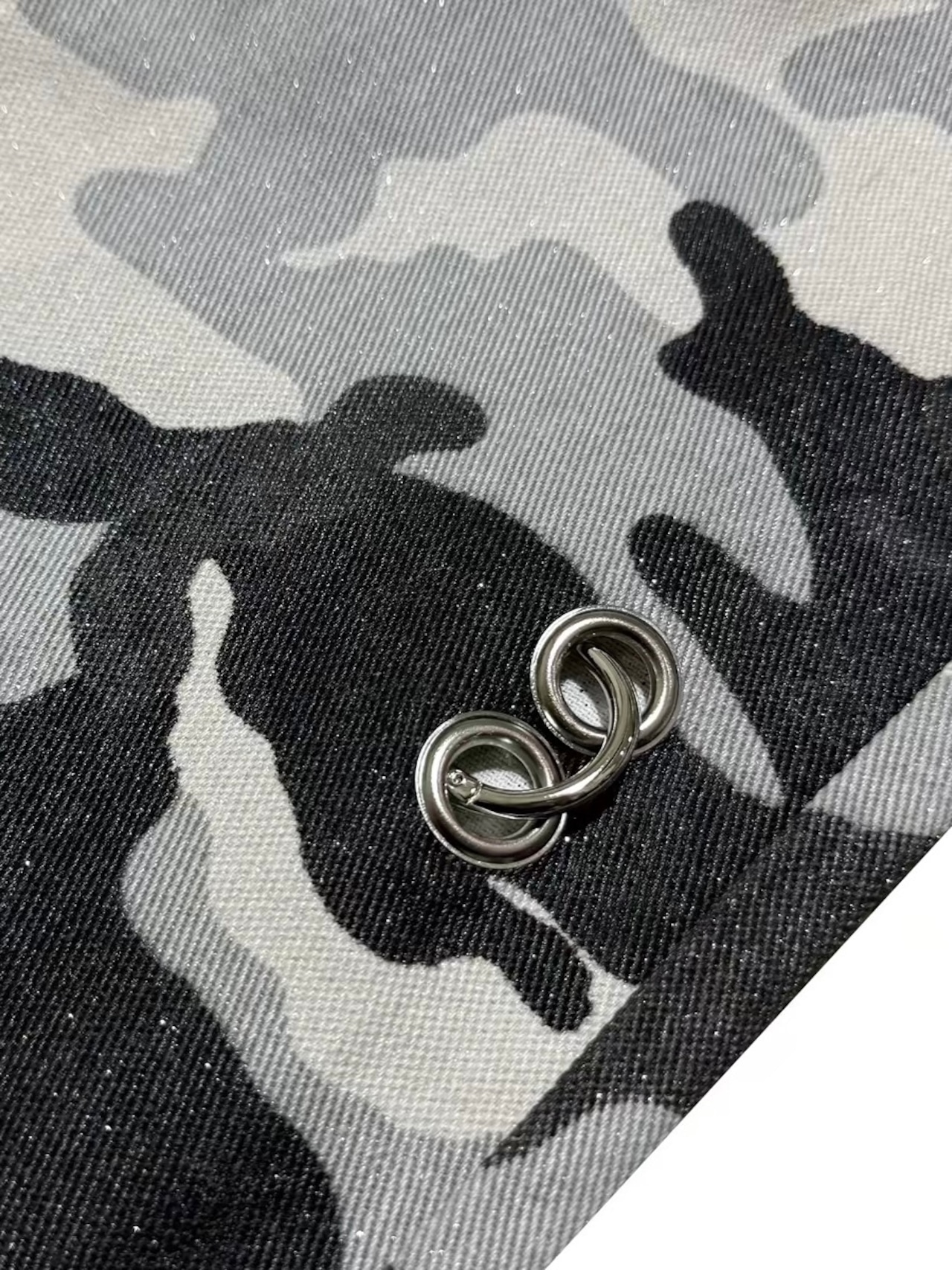 【CinderVein】White Camo Rivet Coated Denim Pants