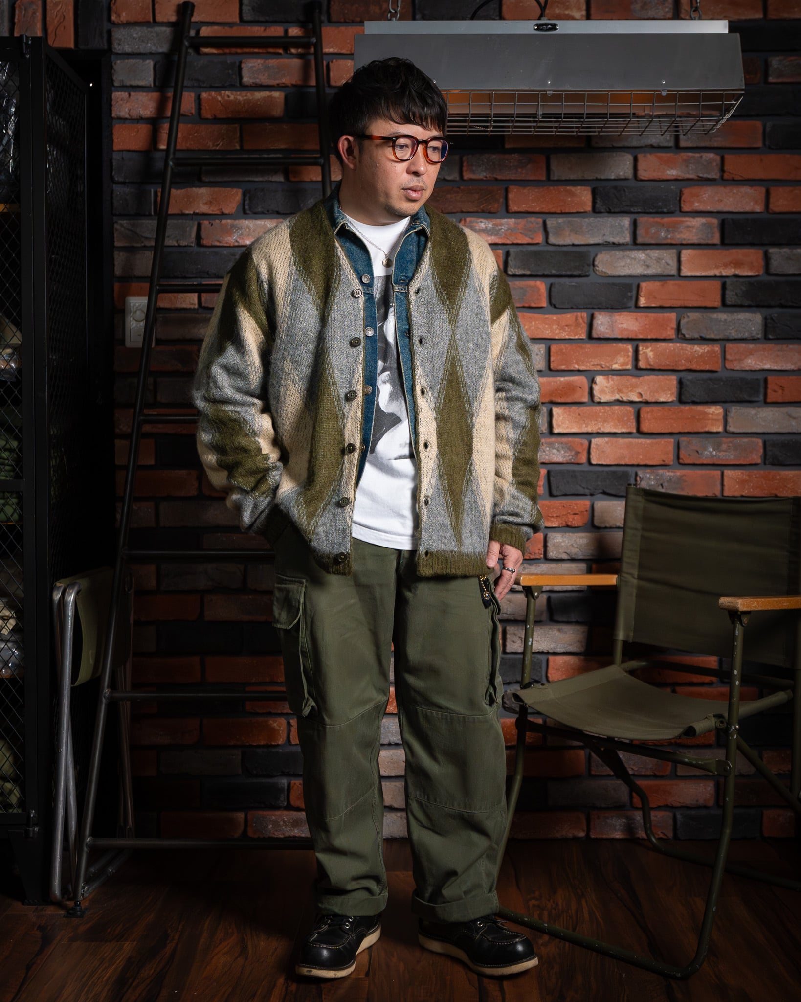 TOWN CRAFT】Vintage Pattern Shaggy Cardigan 