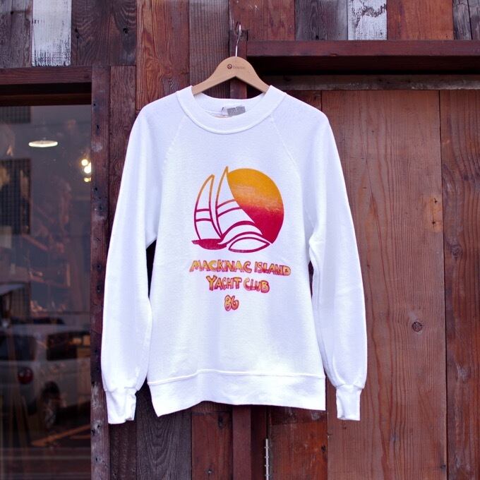 1980s BW Bassett Walker Print Sweat Shirt Size L / 80年代 アメリカ製 バセットウォーカー  エアブラシ 古着 | 古着屋 仙台 biscco【古着 & Vintage 通販】 powered by BASE