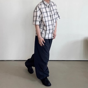 シャドーチェック柄半袖シャツ　0736