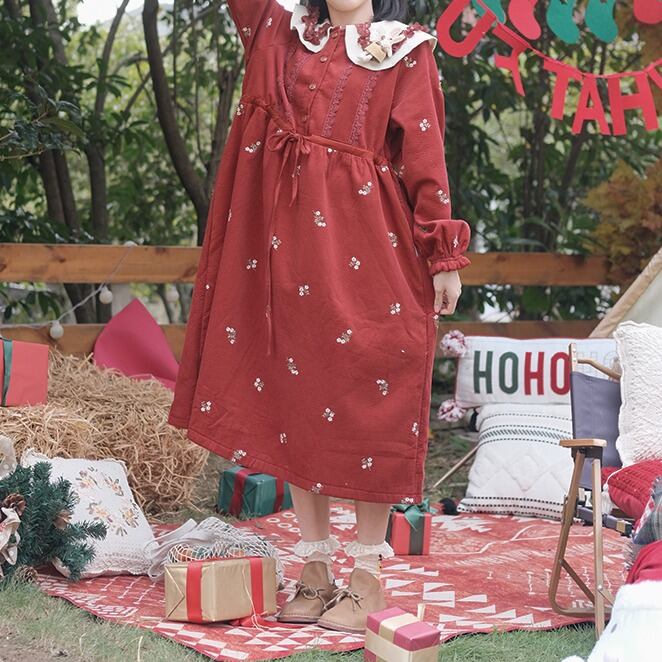 丸襟レースヨークワンピース 24 Lehtia レフティア 淡色レトロなナチュラルスタイル