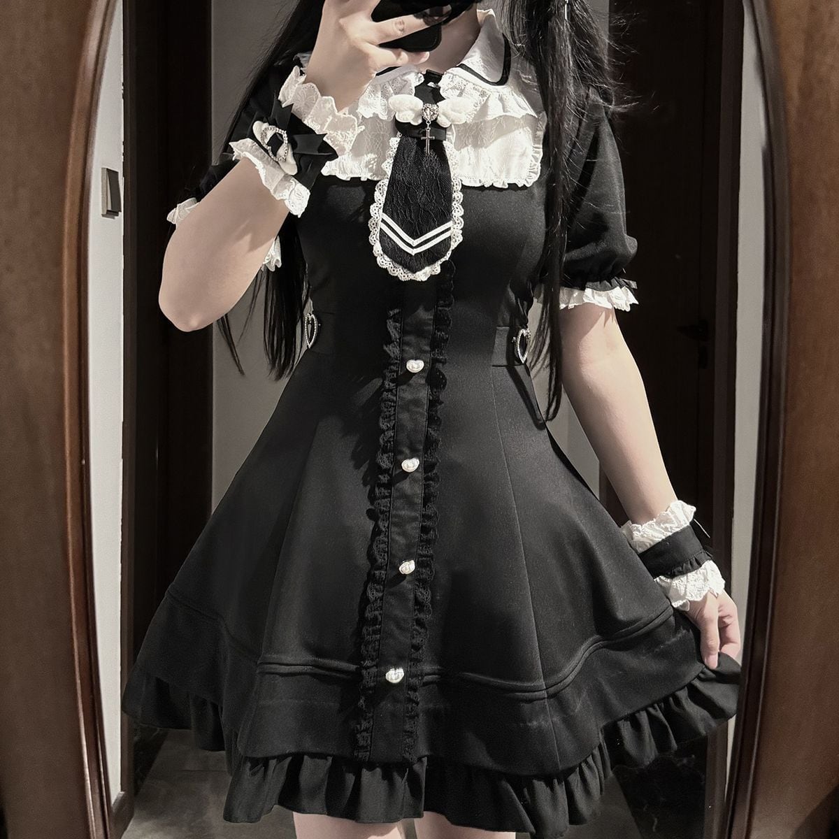 ペイジ＆プラントの限定版3CD「雷電 (Maido in Japan)」192 地雷系モノトーンネクタイワンピース | Maiden's Rêve