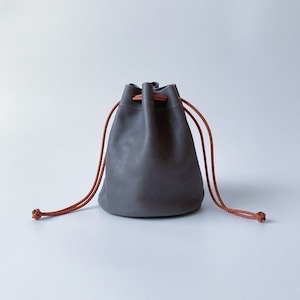 巾着バッグ　Kinchaku bag (grey × orange)