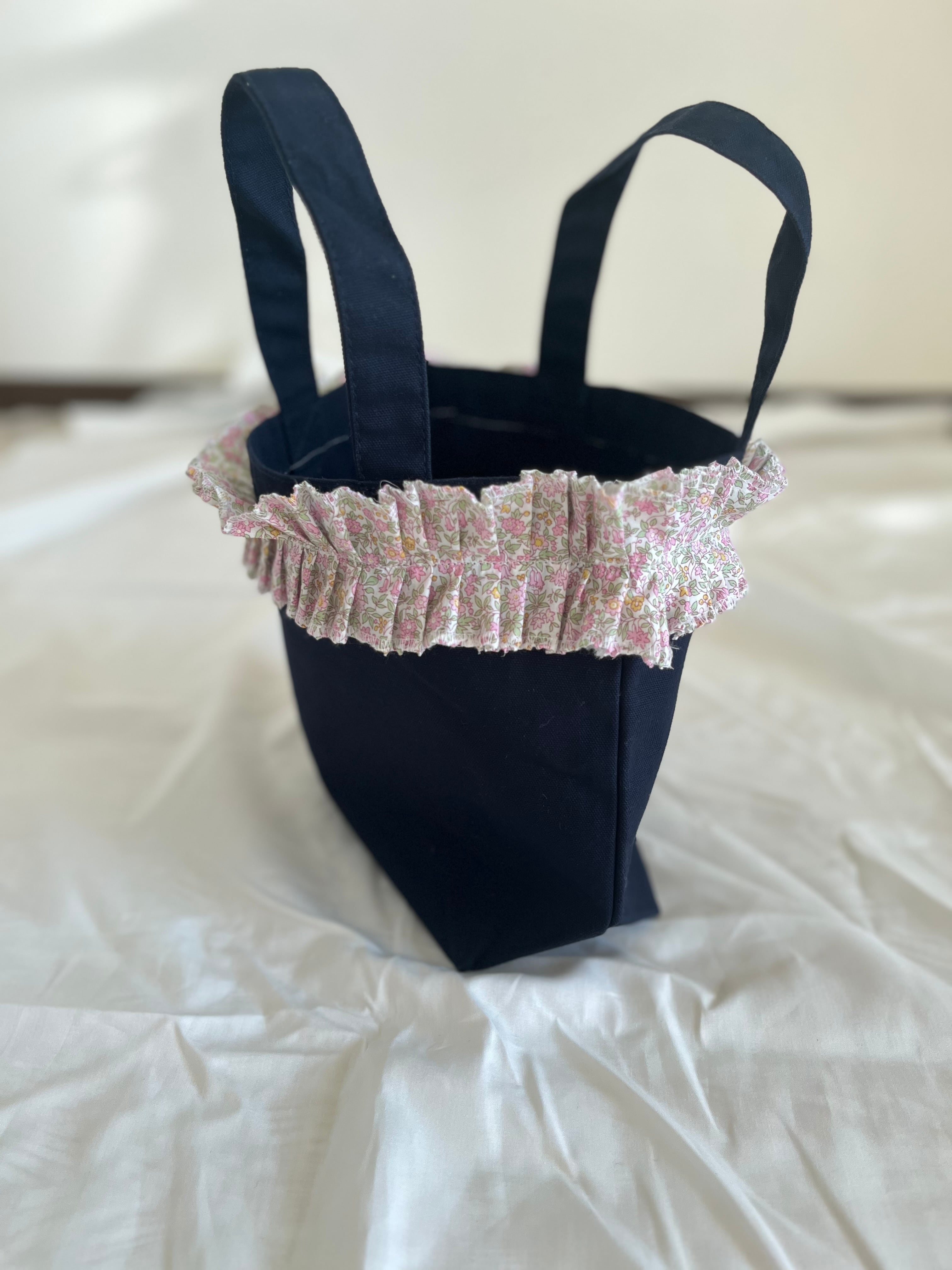 リバティフリル&キャンバス生地 トートバッグ ランチバッグ可愛くて軽くて丈夫