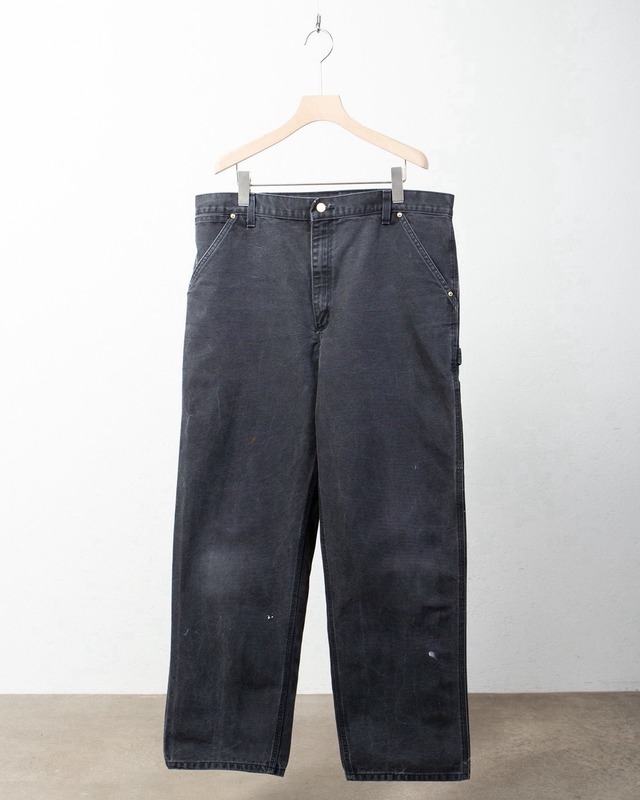 old "Carhartt" good faded duck painter trousers / Made In USA / COLOR:BLACK