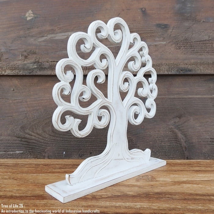 52cmオブジェインテリア雑貨北欧モダンアジアンバリアート置物ウッド木製フラワー オブジェ Tree of Life 生命の樹 25cm ツリーオブライフ ホワイト